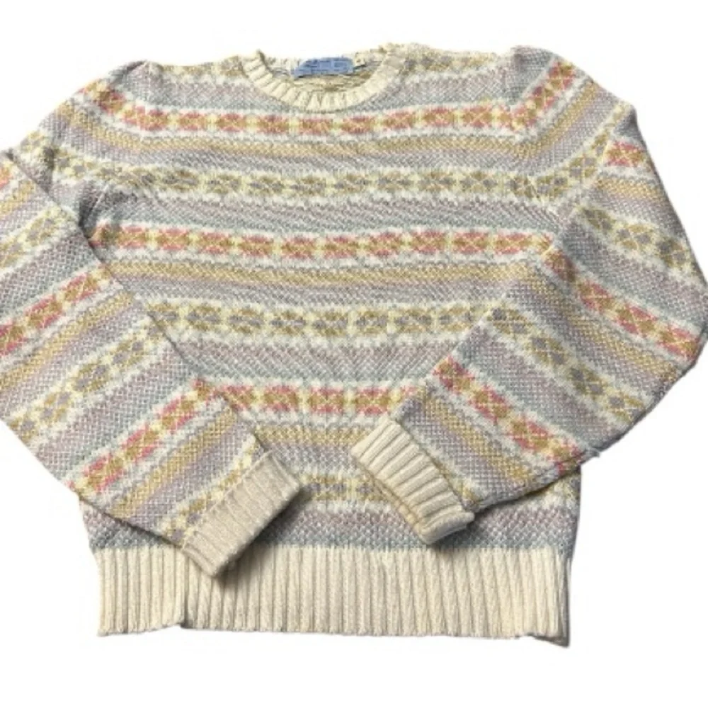 Fair Isle Style Hand Loom Scotland Woman’s Cozy Sweater Size Small Vintage EUC - Picture 5 of 11